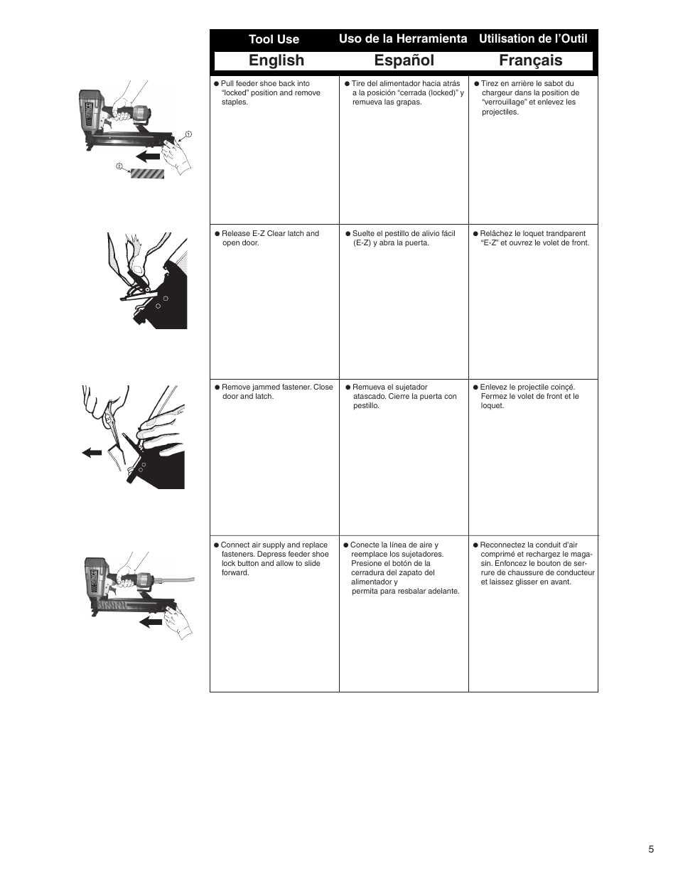 English español français | Senco WC150XP User Manual | Page 5 / 12