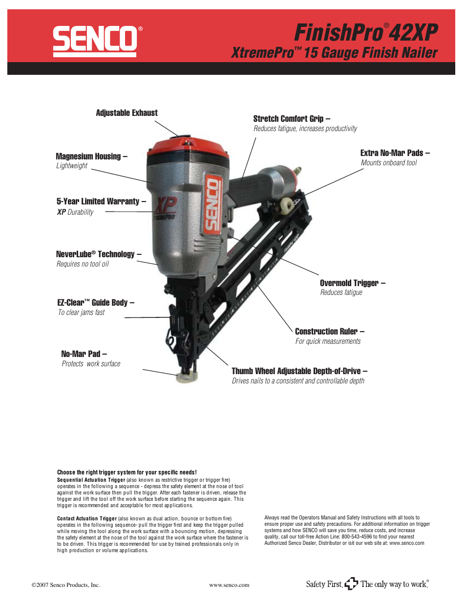 Finishpro, 42xp, Xtremepro | 15 gauge finish nailer | Senco 42XP User Manual | Page 2 / 2