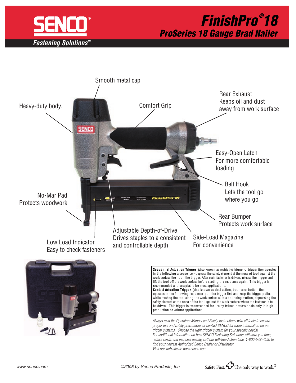 Finishpro, Proseries 18 gauge brad nailer, Fastening solutions | Senco 18 User Manual | Page 2 / 2