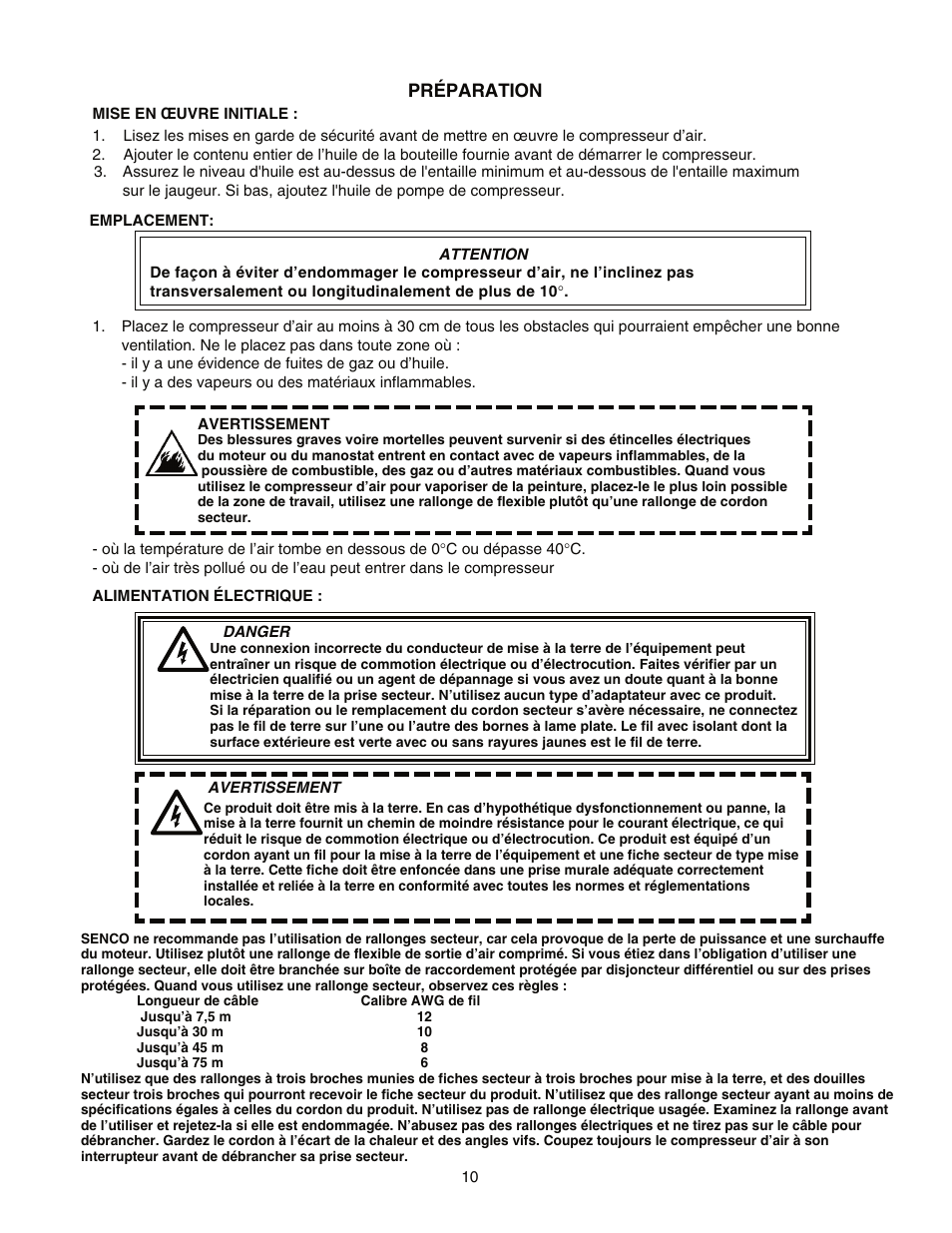 Préparation | Senco PC0967 User Manual | Page 26 / 48