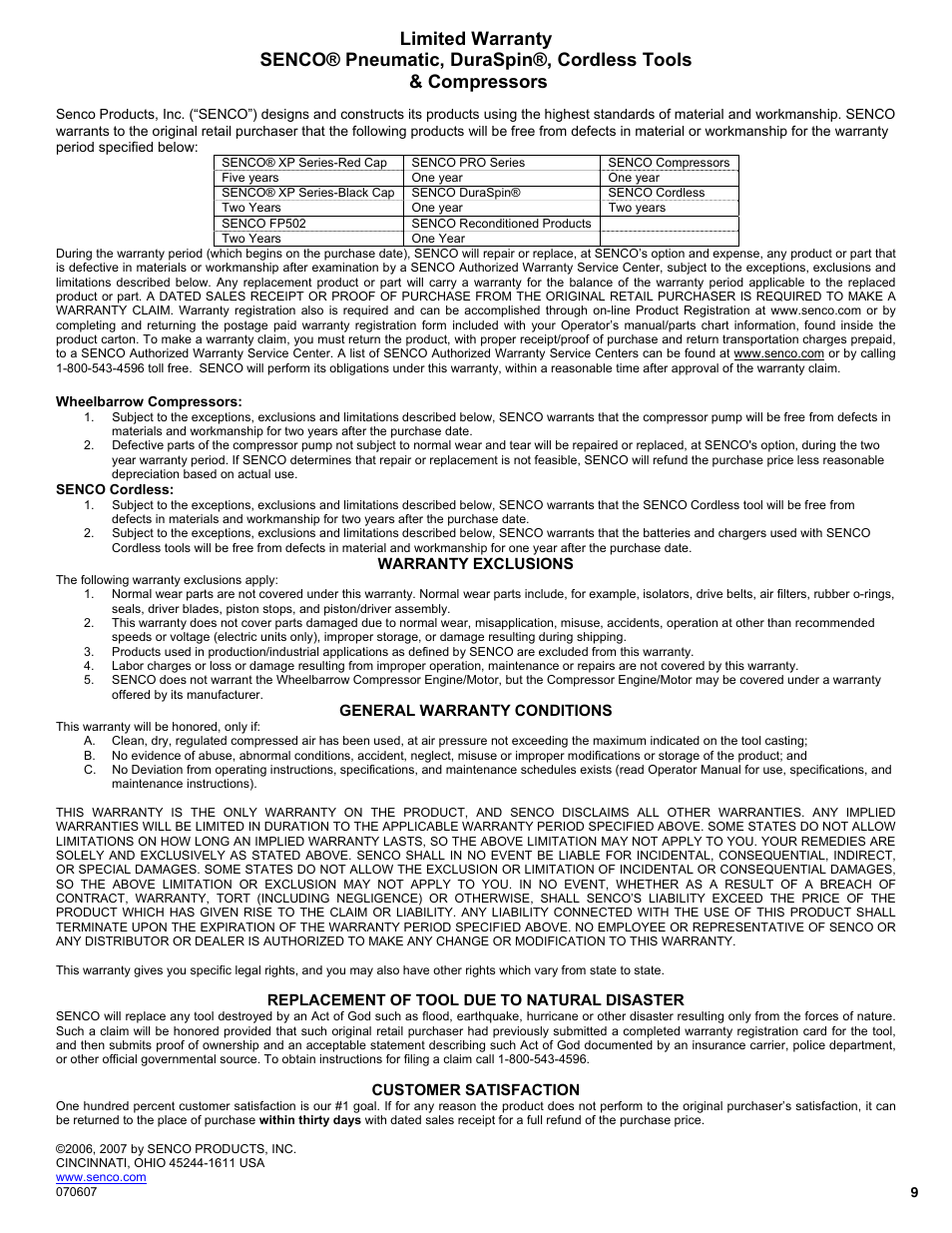 Senco SNS45XP User Manual | Page 9 / 12