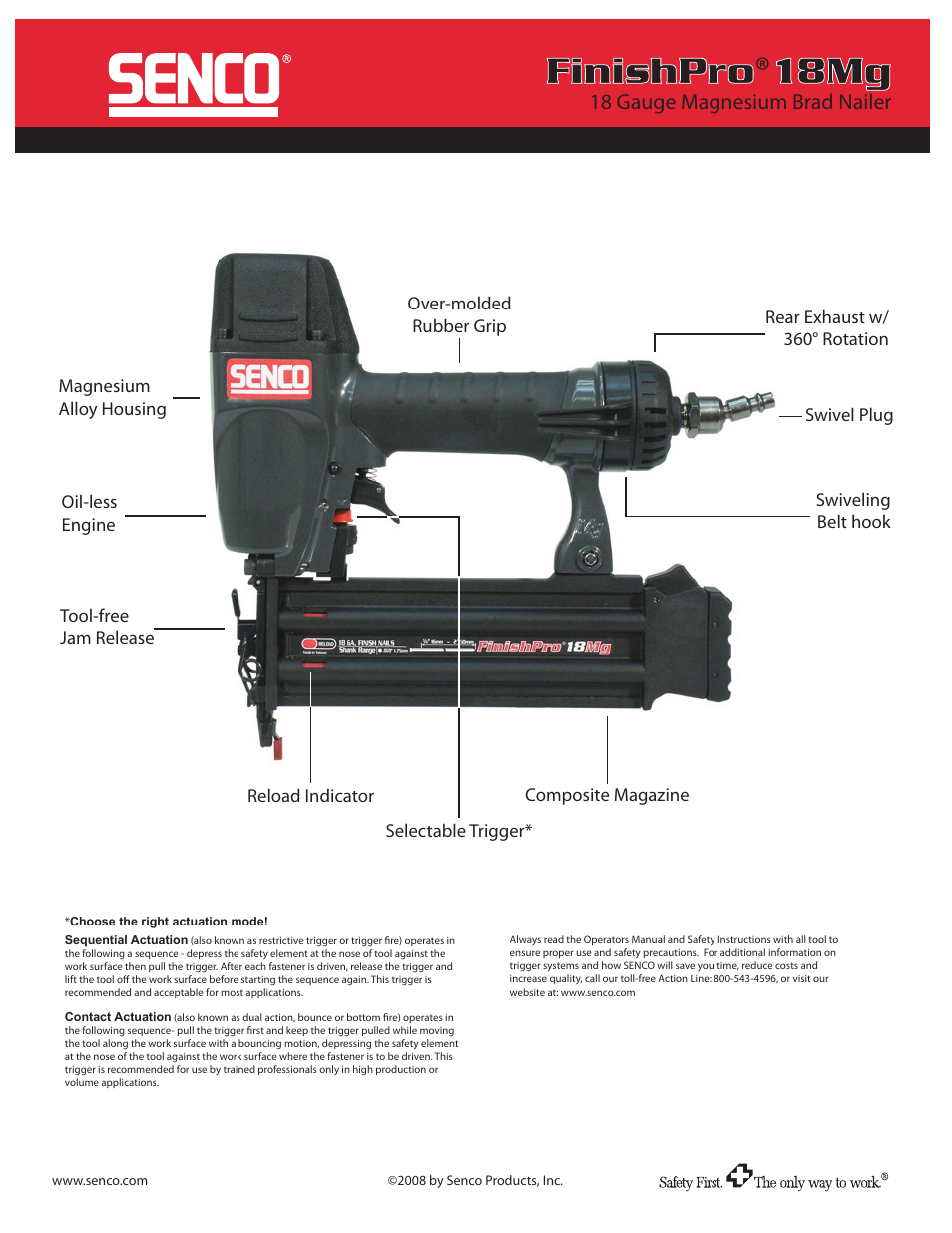 Fip18mg_ss2 print.pdf, Finishpro ® 18mg, 18 gauge magnesium brad nailer | Senco FinishPro 18Mg User Manual | Page 2 / 2