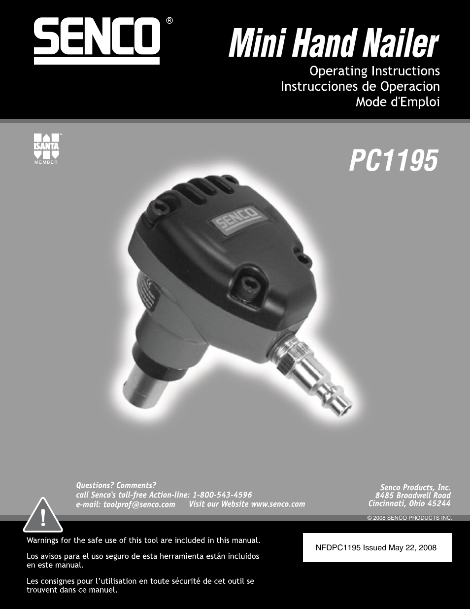Senco MINI HAND NAILER PC1195 User Manual | 8 pages