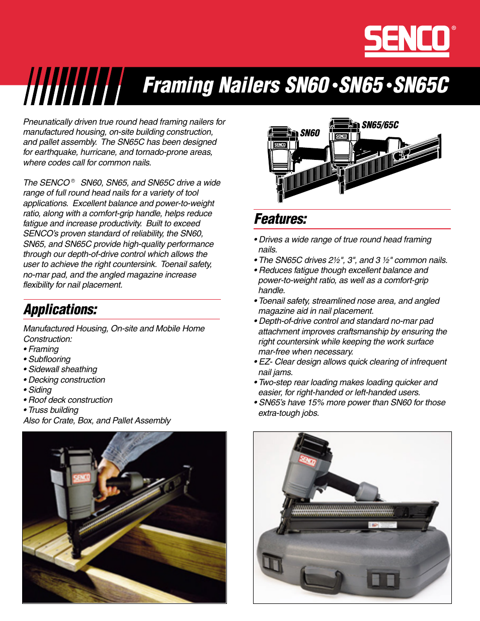 Senco SN60 User Manual | 2 pages