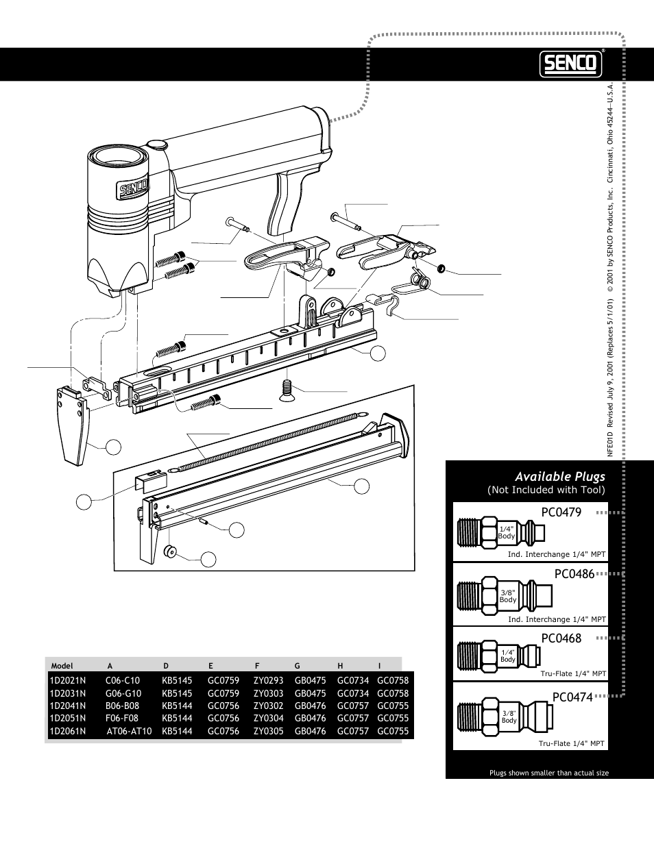 Pc0479, Pc0474, Recommended plugs | Available plugs | Senco YK0320 User Manual | Page 3 / 4