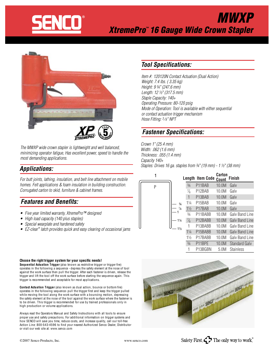 Senco XtremePro MWXP User Manual | 1 page