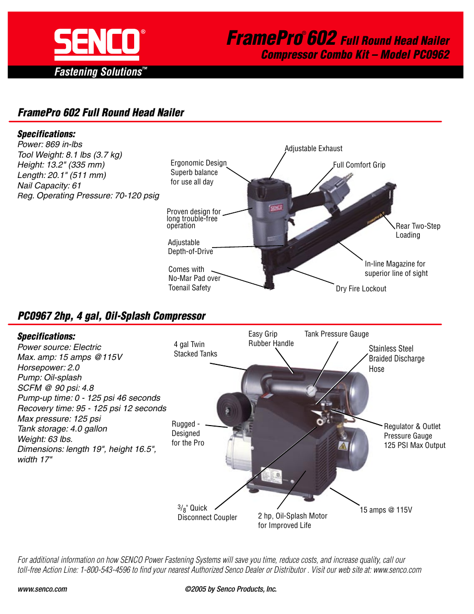 Framepro, Fastening solutions | Senco FramePro 602 PC0962 User Manual | Page 2 / 2