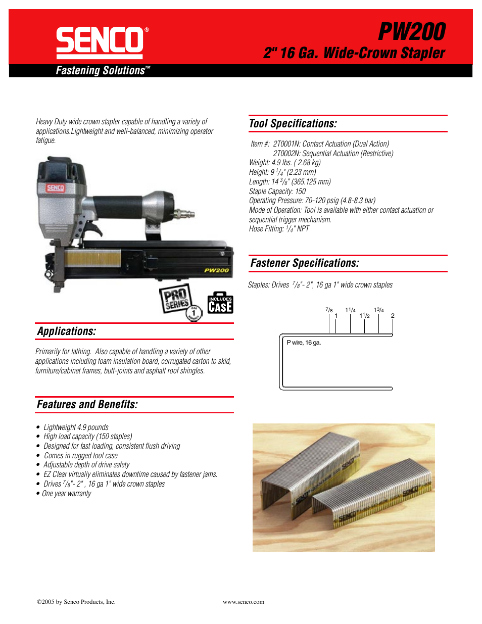 Senco PW200 User Manual | 2 pages