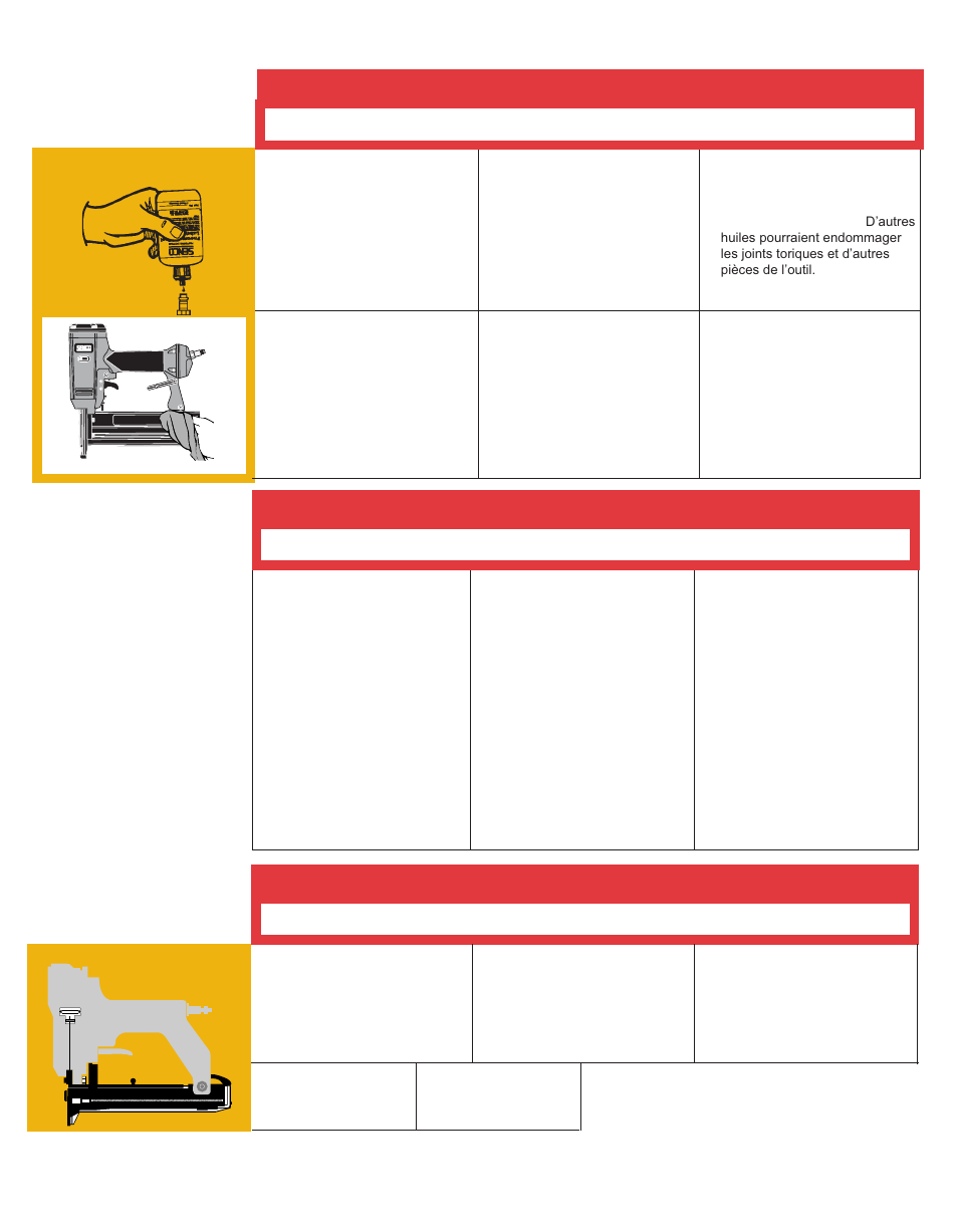 Accessories, Francais espanol english, English espanol francais | Maintenance maintenimiento entretien, Accessories accesorios accessoires, Options opciones options | Senco FinishPro 15 User Manual | Page 7 / 12