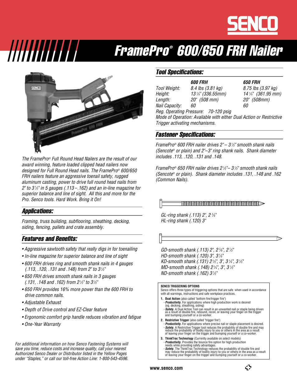 Senco FramePro 600 FRH User Manual | 2 pages