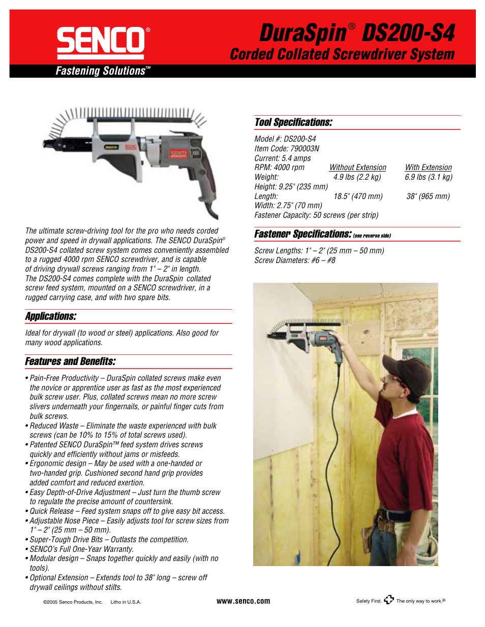 Senco DuraSpin DS200-S4 User Manual | 2 pages