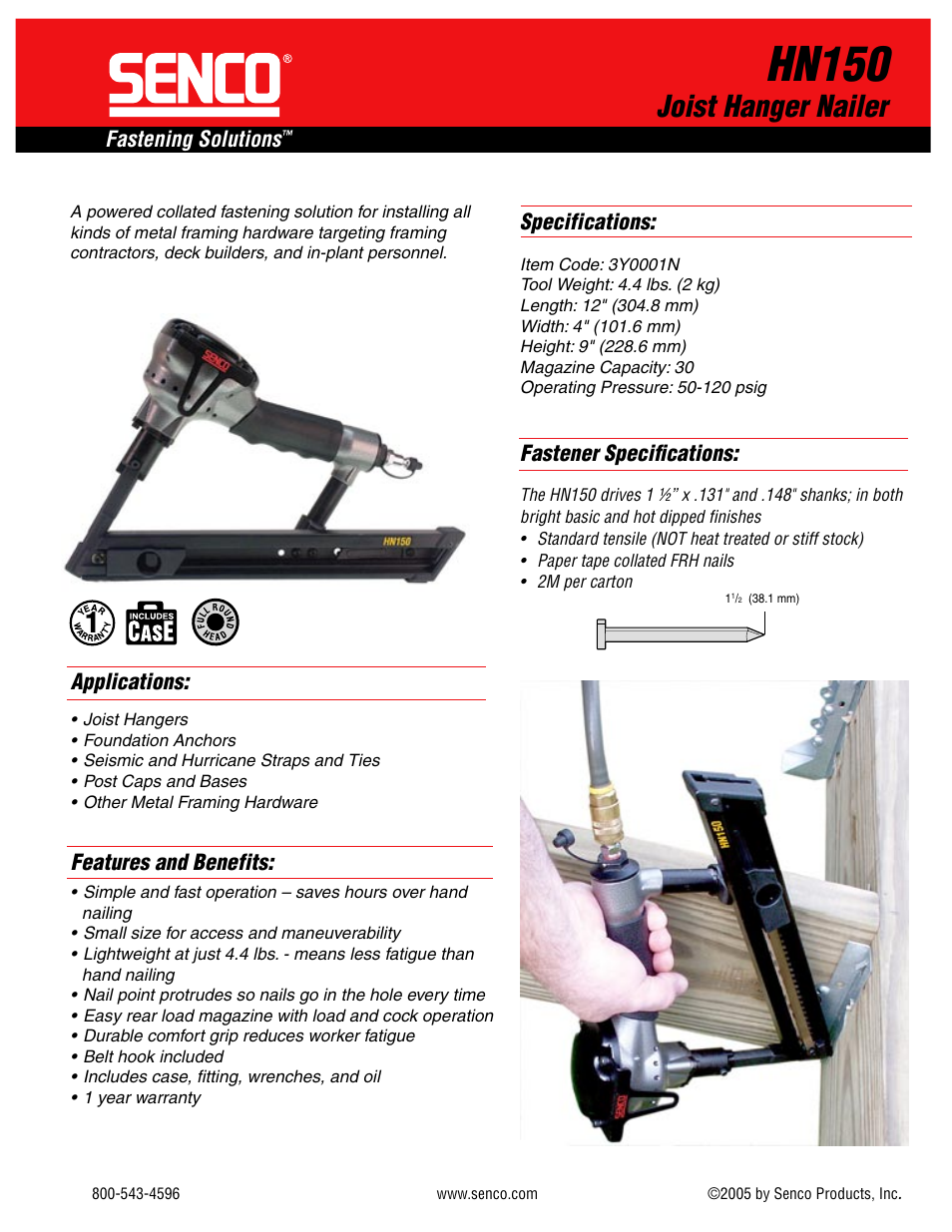 Senco HN150 User Manual | 1 page