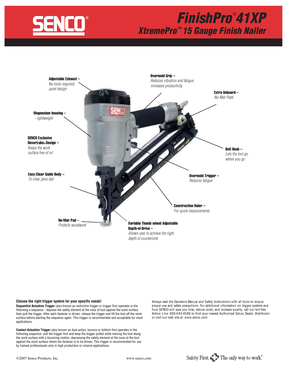 Finishpro, 41xp, Xtremepro | 15 gauge finish nailer | Senco 41XP User Manual | Page 2 / 2