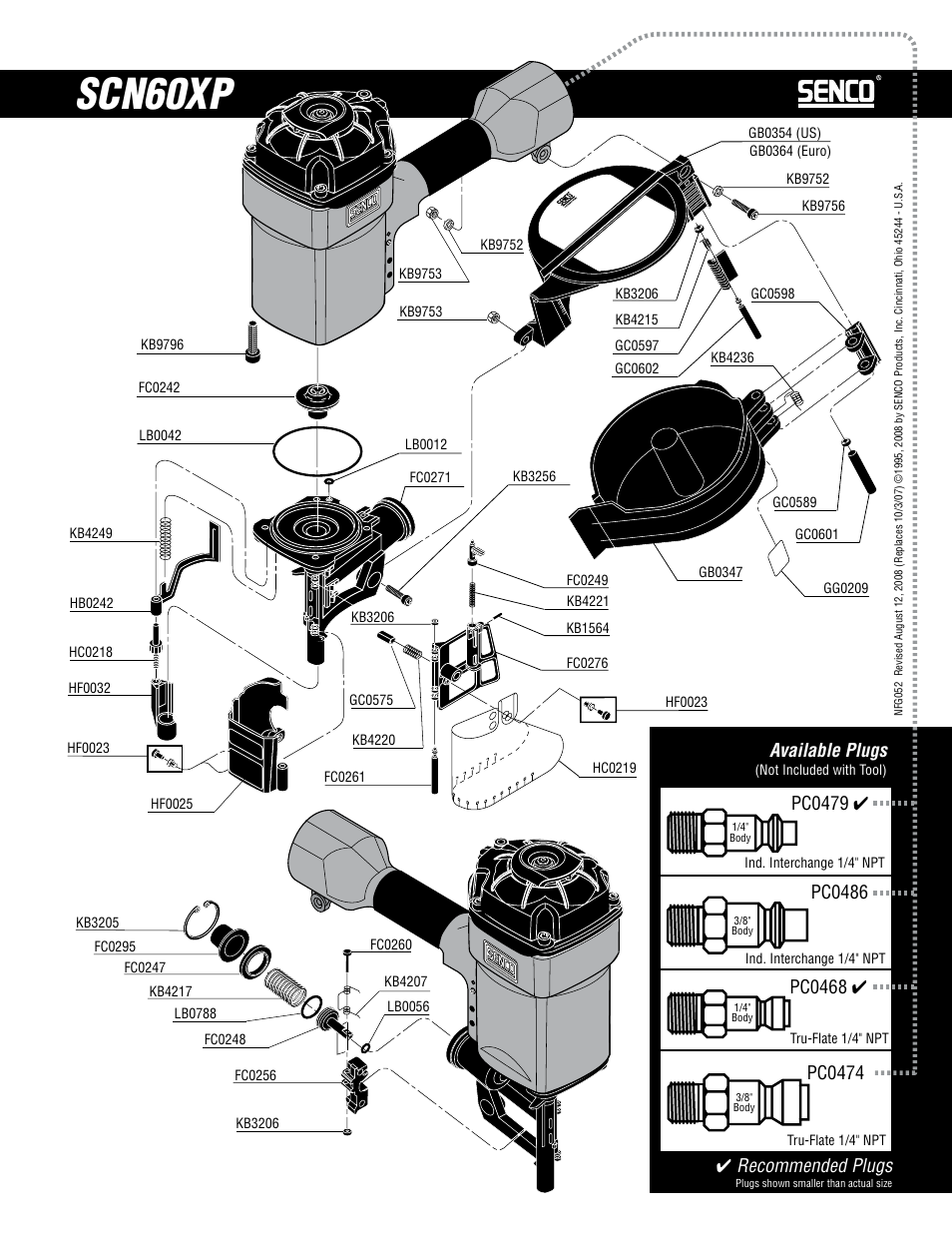 Scn60xp, Ha0098, Available triggers | 4recommended plugs, Available plugs | Senco SCN60 User Manual | Page 3 / 4