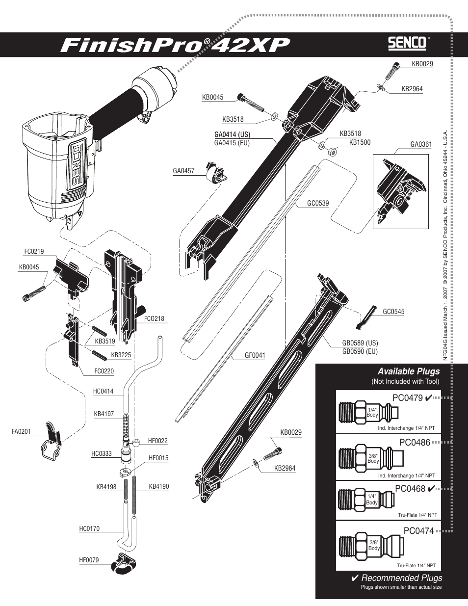 Finishpro, 42xp finishpro, 42xp | Pc0486, Pc0479, Pc0468, Pc0474, 4recommended plugs, Available plugs, Sequential actuation contact actuation | Senco YK0361 User Manual | Page 3 / 4