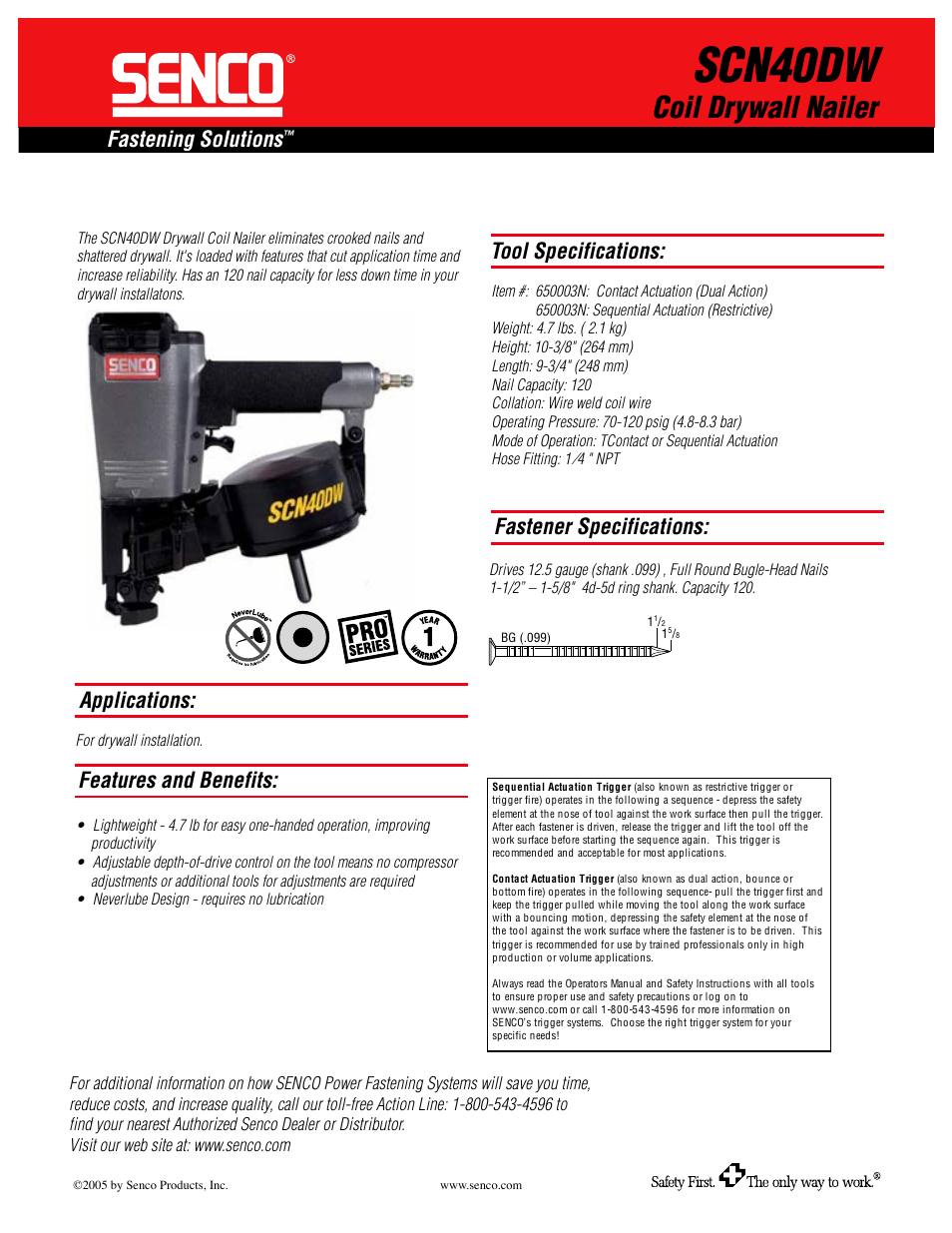 Senco SCN40DW User Manual | 1 page