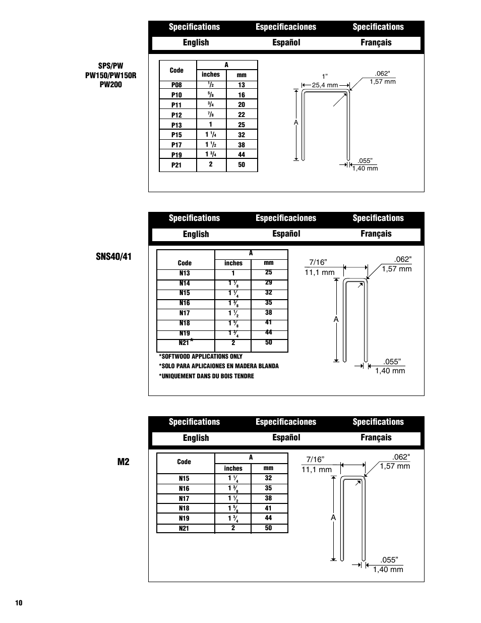 Sns40/41 | Senco HVST060 User Manual | Page 10 / 16