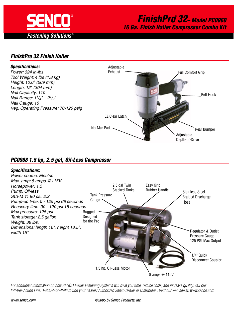 Finishpro, Fastening solutions | Senco PC0960 User Manual | Page 2 / 2