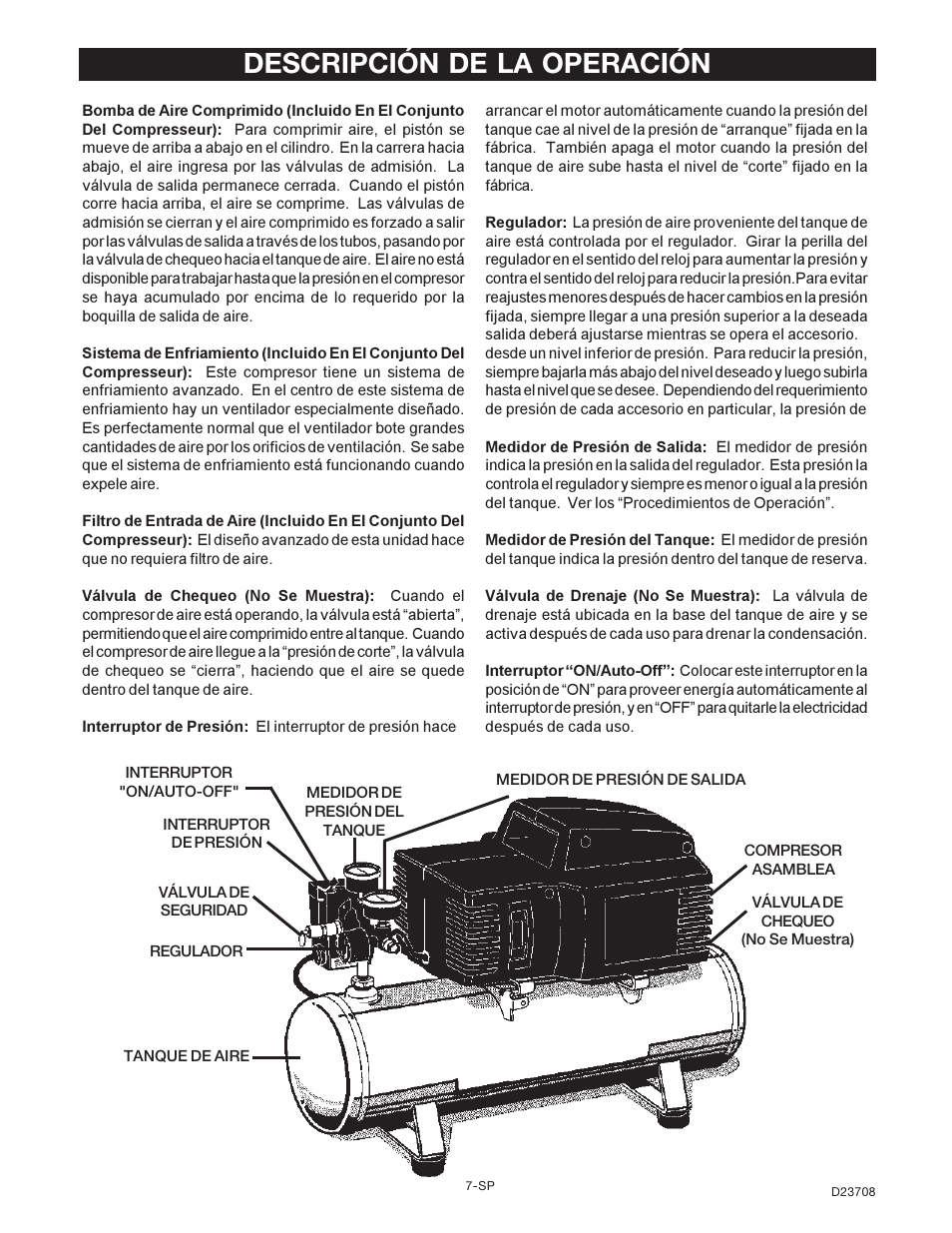 Descripción de la operación | Senco ACCUSET PC2053-1 User Manual | Page 23 / 48