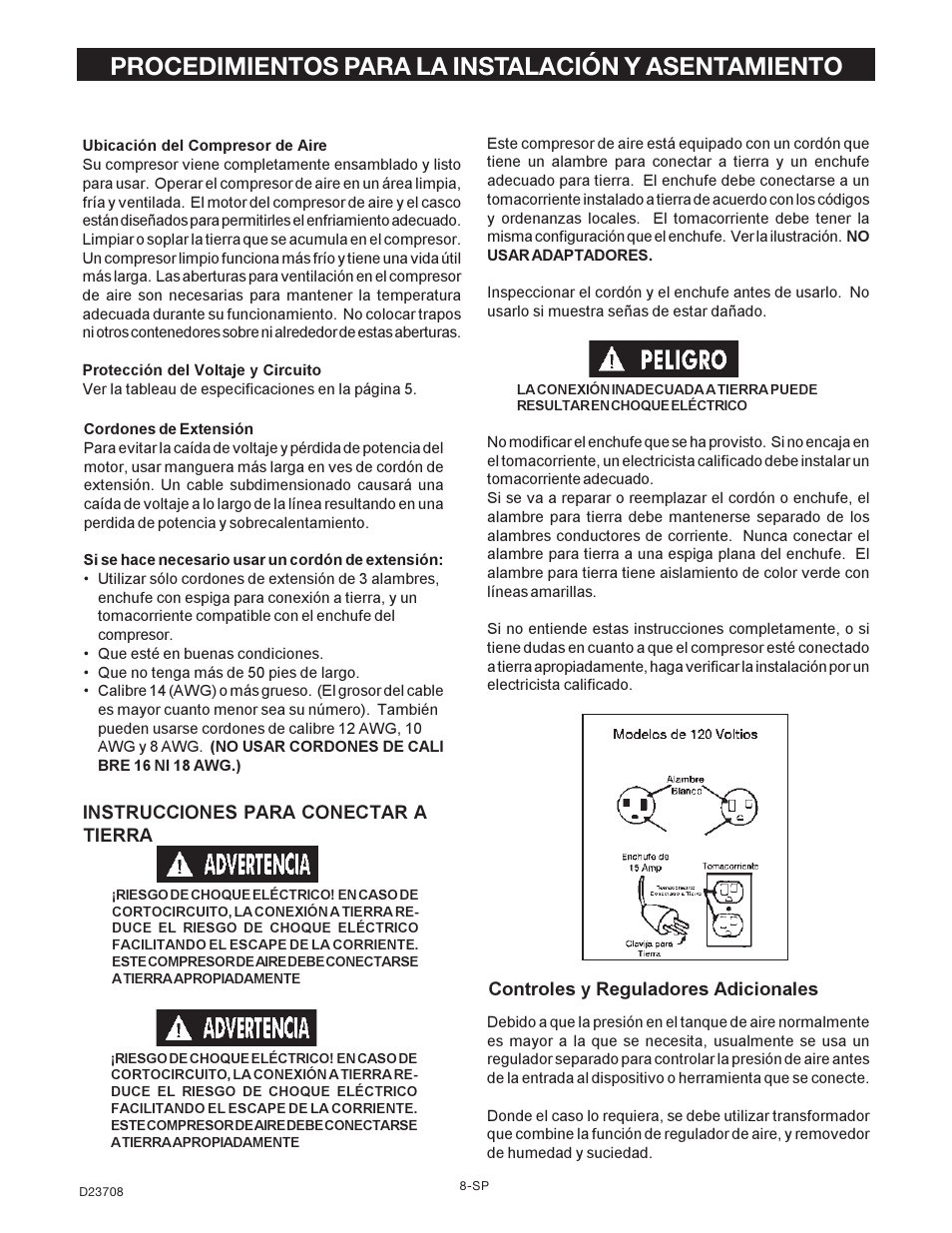 Procedimientos para la instalación y asentamiento | Senco ACCUSET PC2053-1 User Manual | Page 24 / 48