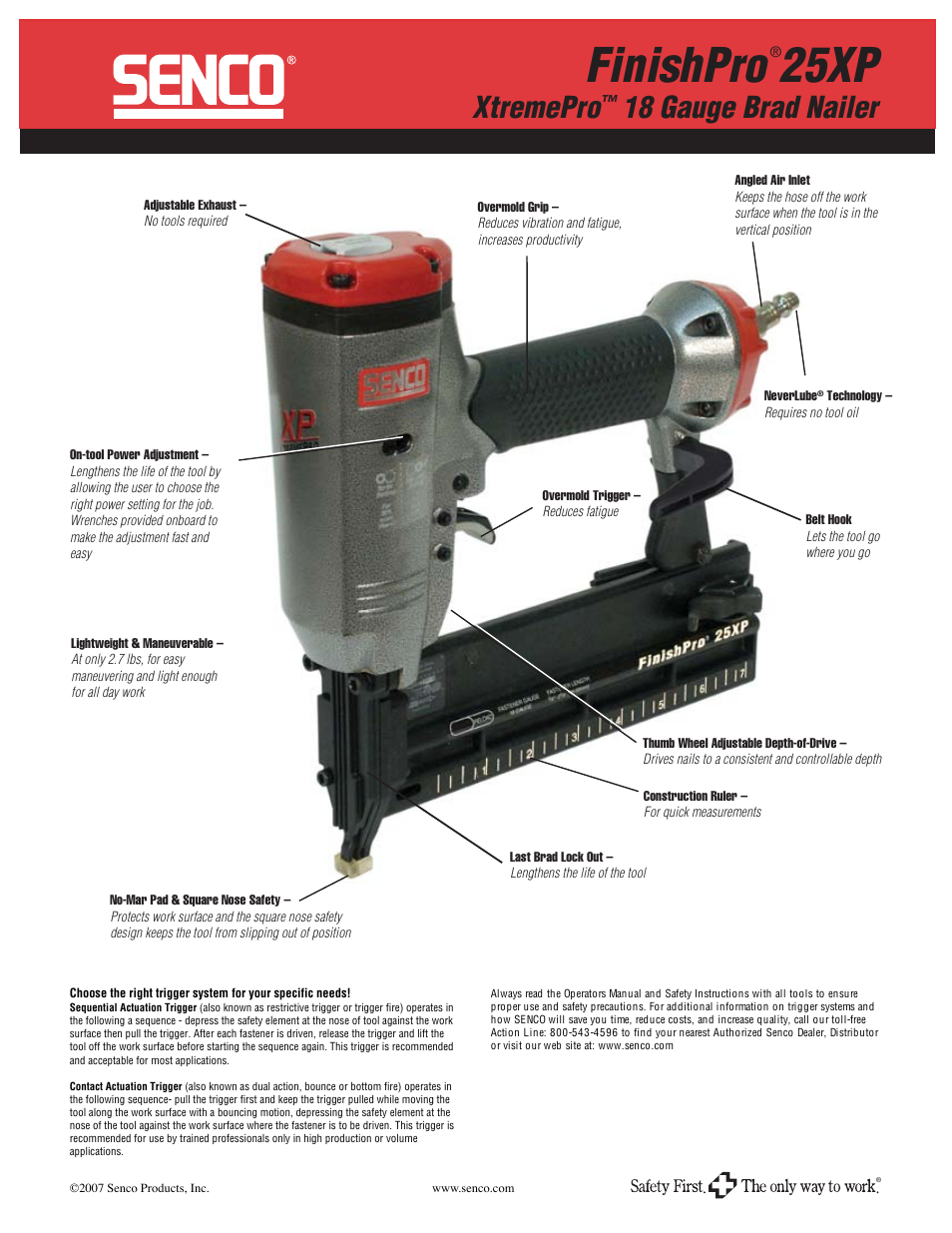 Finishpro, 25xp, Xtremepro | 18 gauge brad nailer | Senco FinishPro 25 XP User Manual | Page 2 / 2