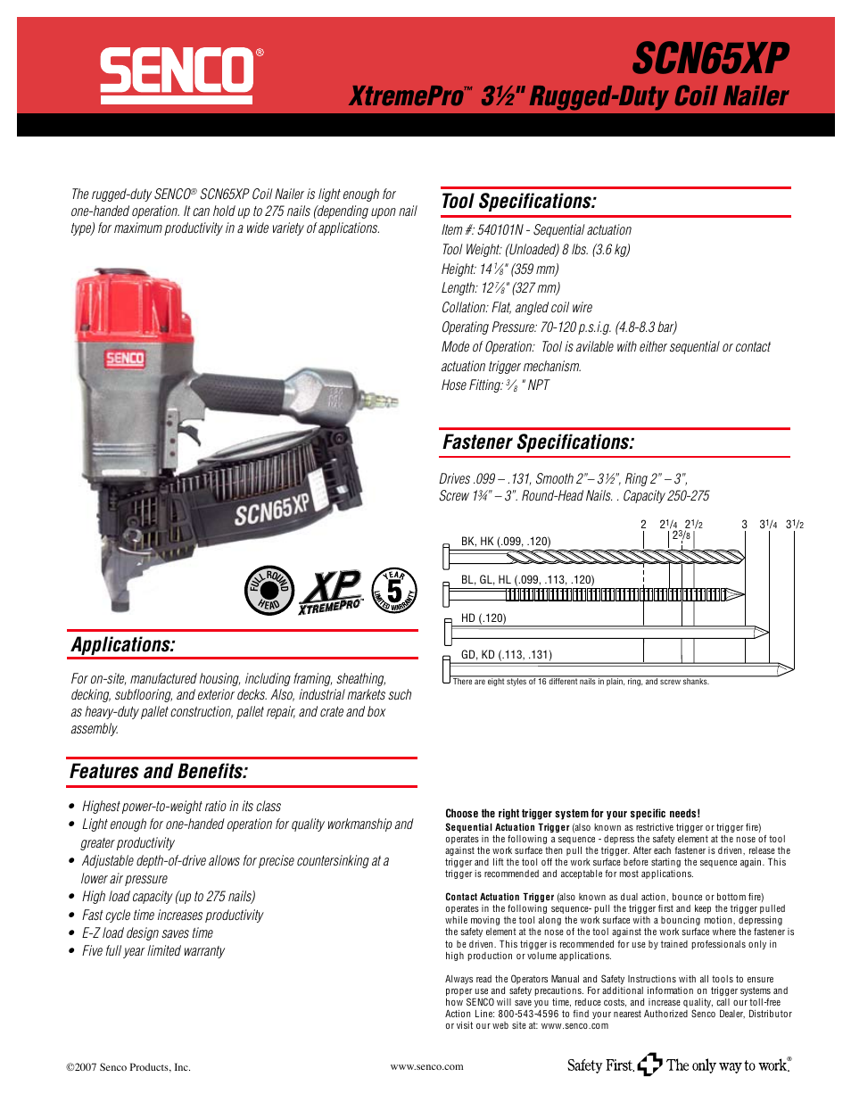 Senco SCN65XP User Manual | 1 page