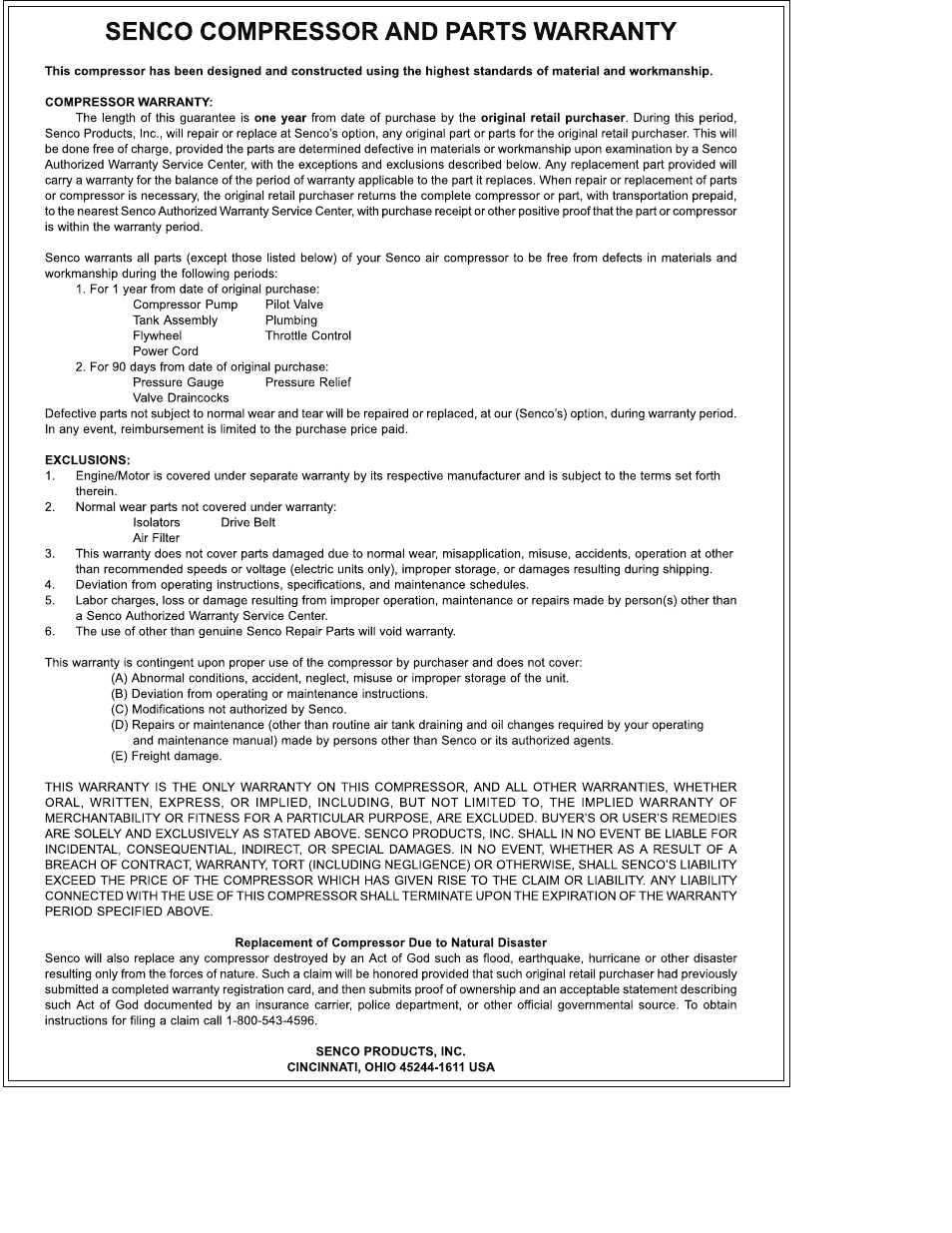 Senco PC1130 User Manual | Page 16 / 16