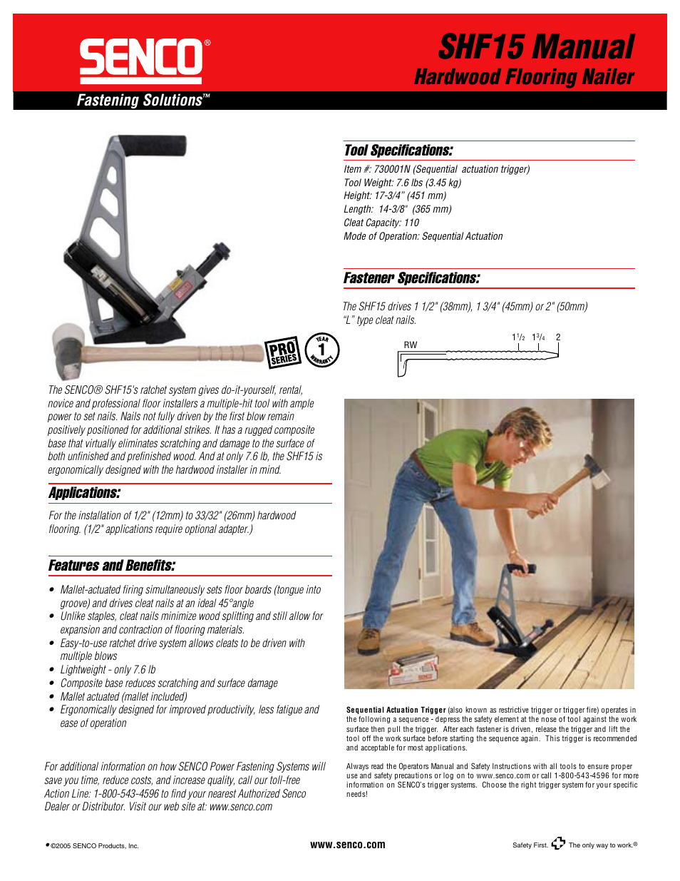 Senco SHF15 User Manual | 1 page