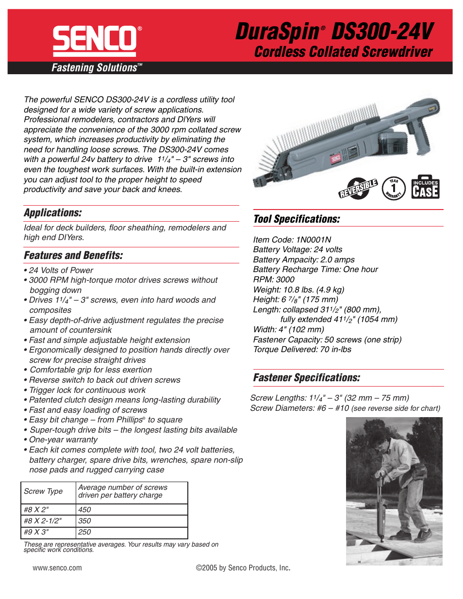 Senco Duraspin DS300-24V User Manual | 2 pages