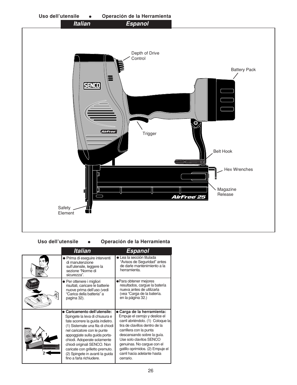 Italian espanol | Senco AirFree 25 User Manual | Page 26 / 44