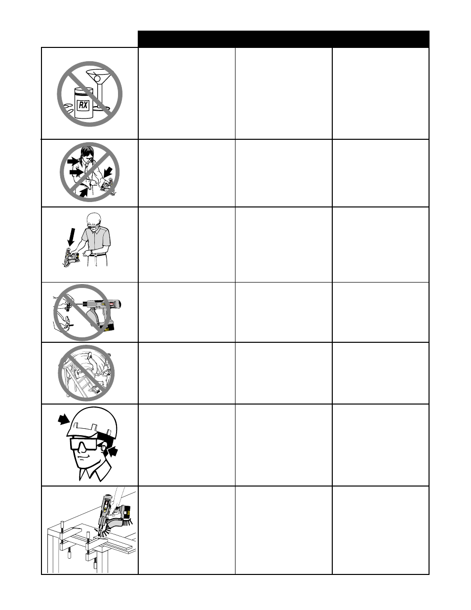 English espanol francais safety warnings, Avisos de seguridad, Consignes de sécurité | Sécurité corporelle | Senco NFD880 User Manual | Page 4 / 20