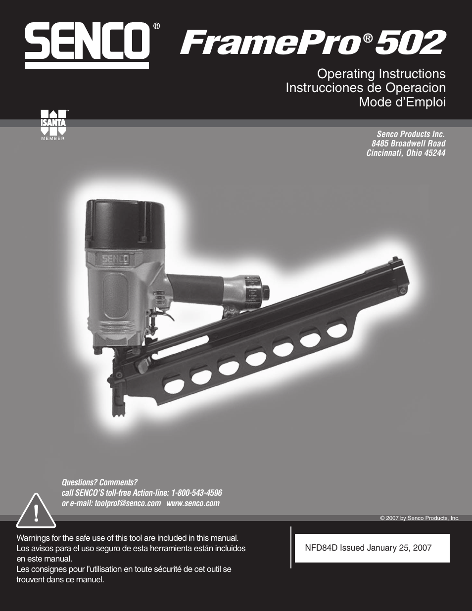 Senco FramePro 502 User Manual | 9 pages