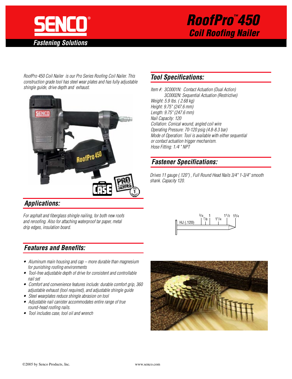 Senco RoofPro 450 User Manual | 2 pages