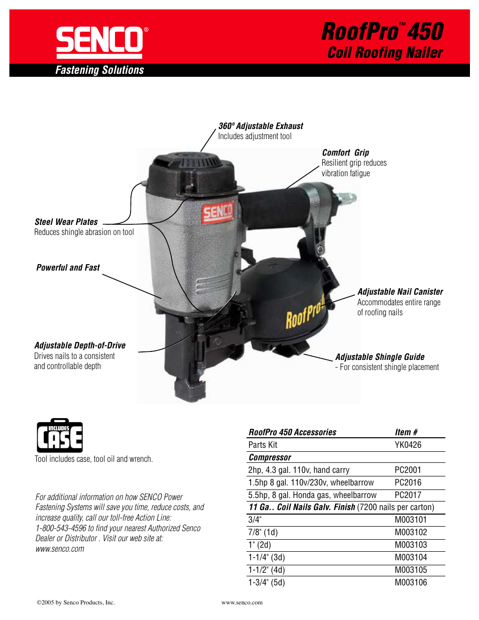 Roofpro, Coil roofing nailer | Senco RoofPro 450 User Manual | Page 2 / 2