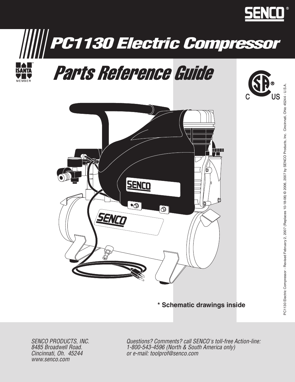 Senco Electric Compressor PC1130 User Manual | 4 pages