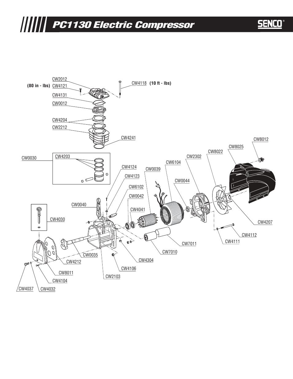 Pc1130 electric compressor, Pc0479 | Senco Electric Compressor PC1130 User Manual | Page 2 / 4