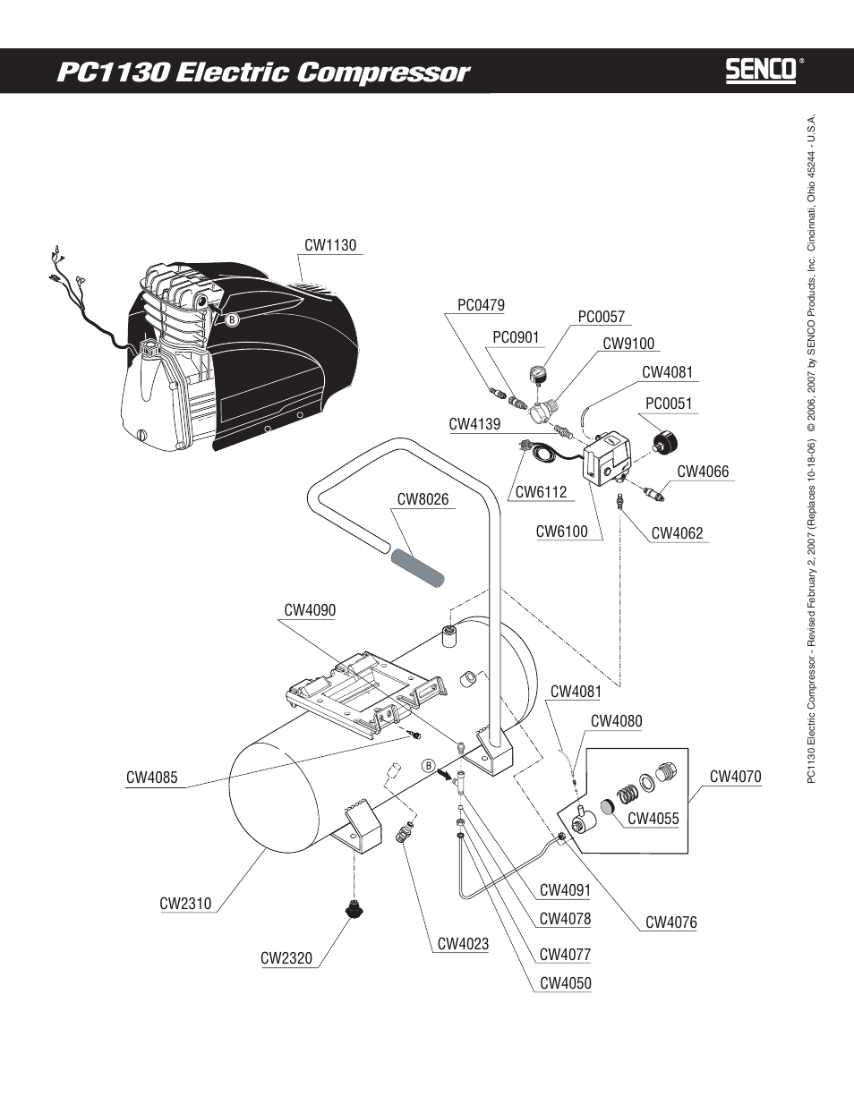 Pc1130 electric compressor, Pc0479 | Senco Electric Compressor PC1130 User Manual | Page 3 / 4