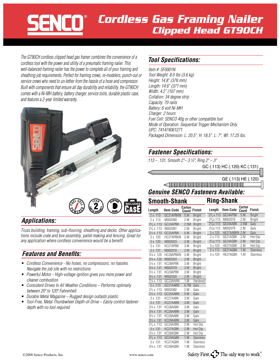 Senco GT90CH User Manual | 2 pages