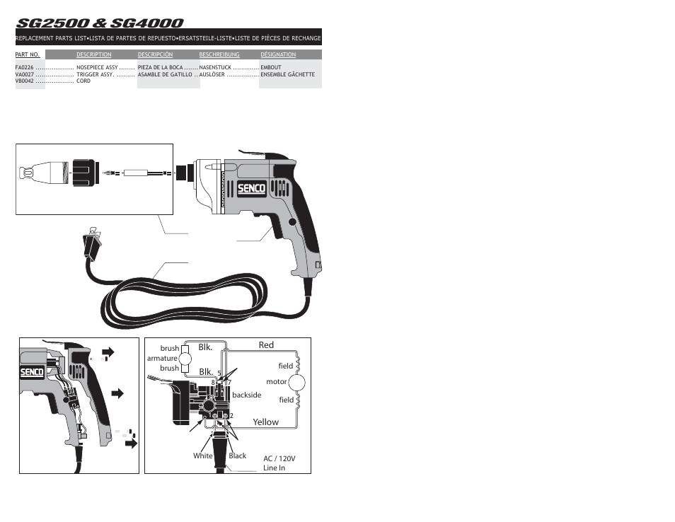Parts chart | Senco SG4000 User Manual | Page 18 / 19