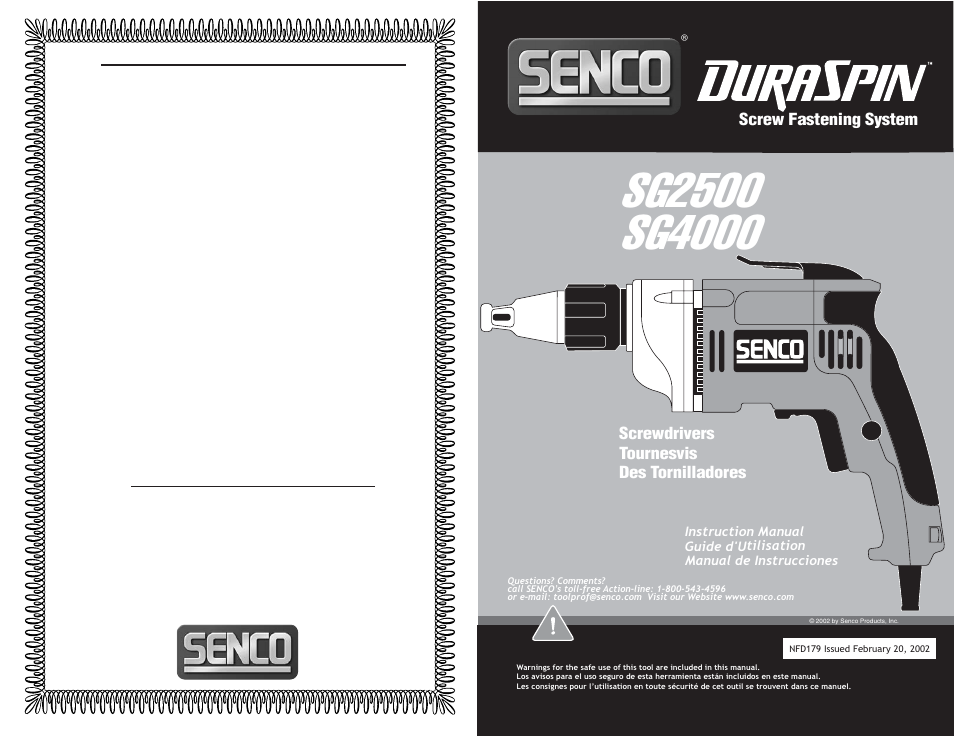 Warranty, Senco tool & parts warranty | Senco SG4000 User Manual | Page 19 / 19