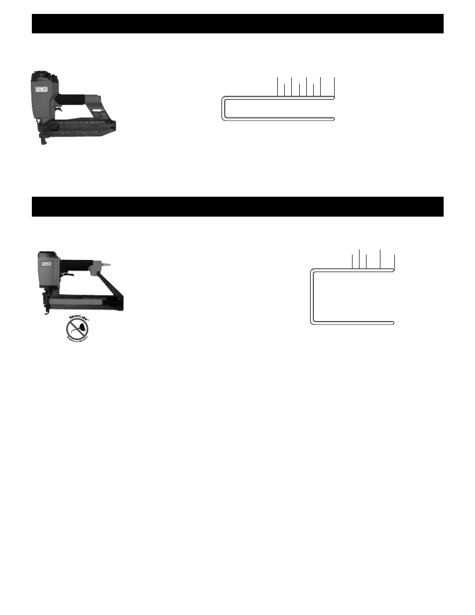 Wide crown staplers, Heavy-wire staplers, Sns50 | 16 gauge | Senco SNS45 User Manual | Page 2 / 4