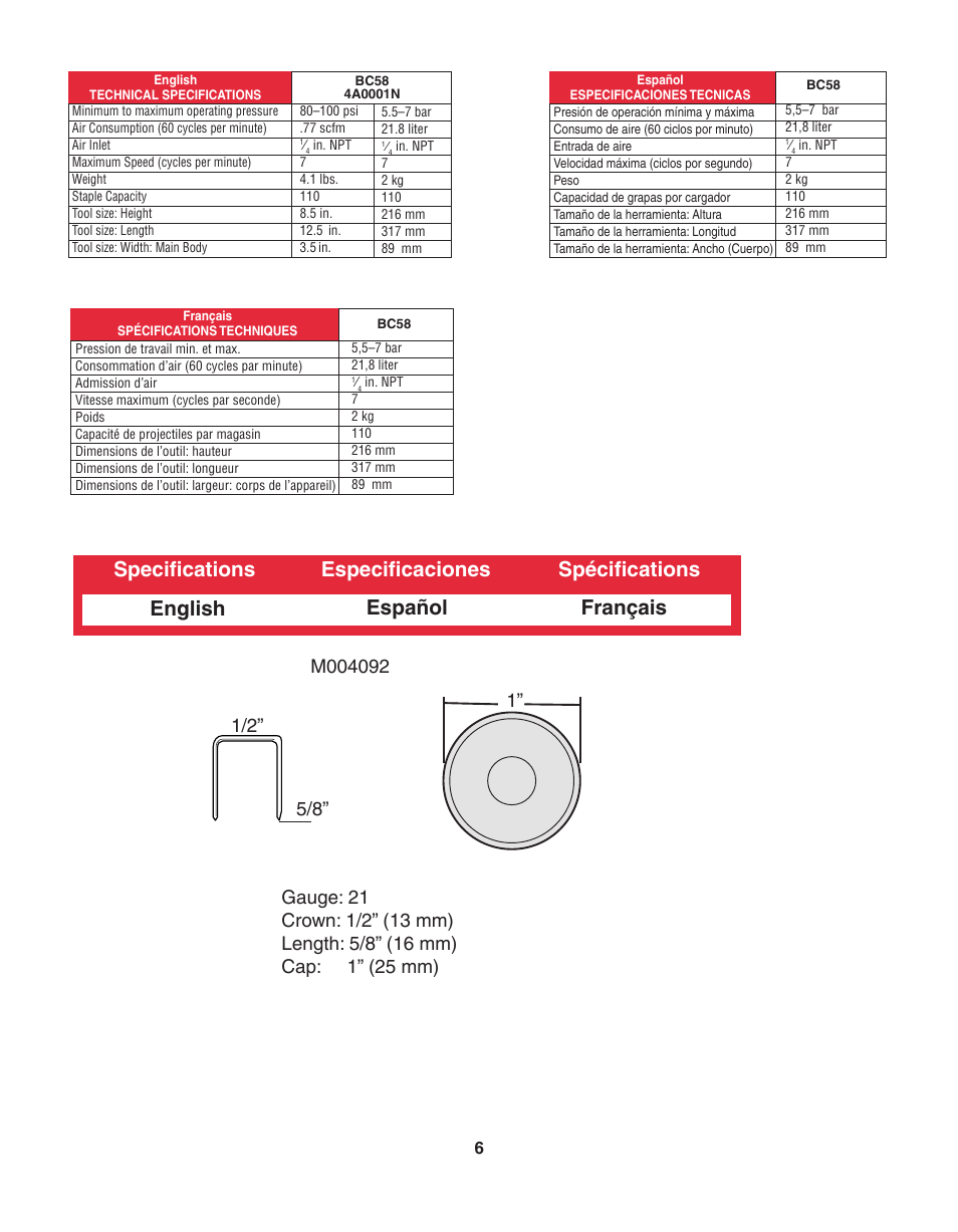 Senco BC58 User Manual | Page 6 / 7