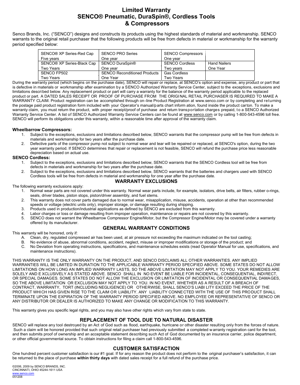 Senco BC58 User Manual | Page 7 / 7