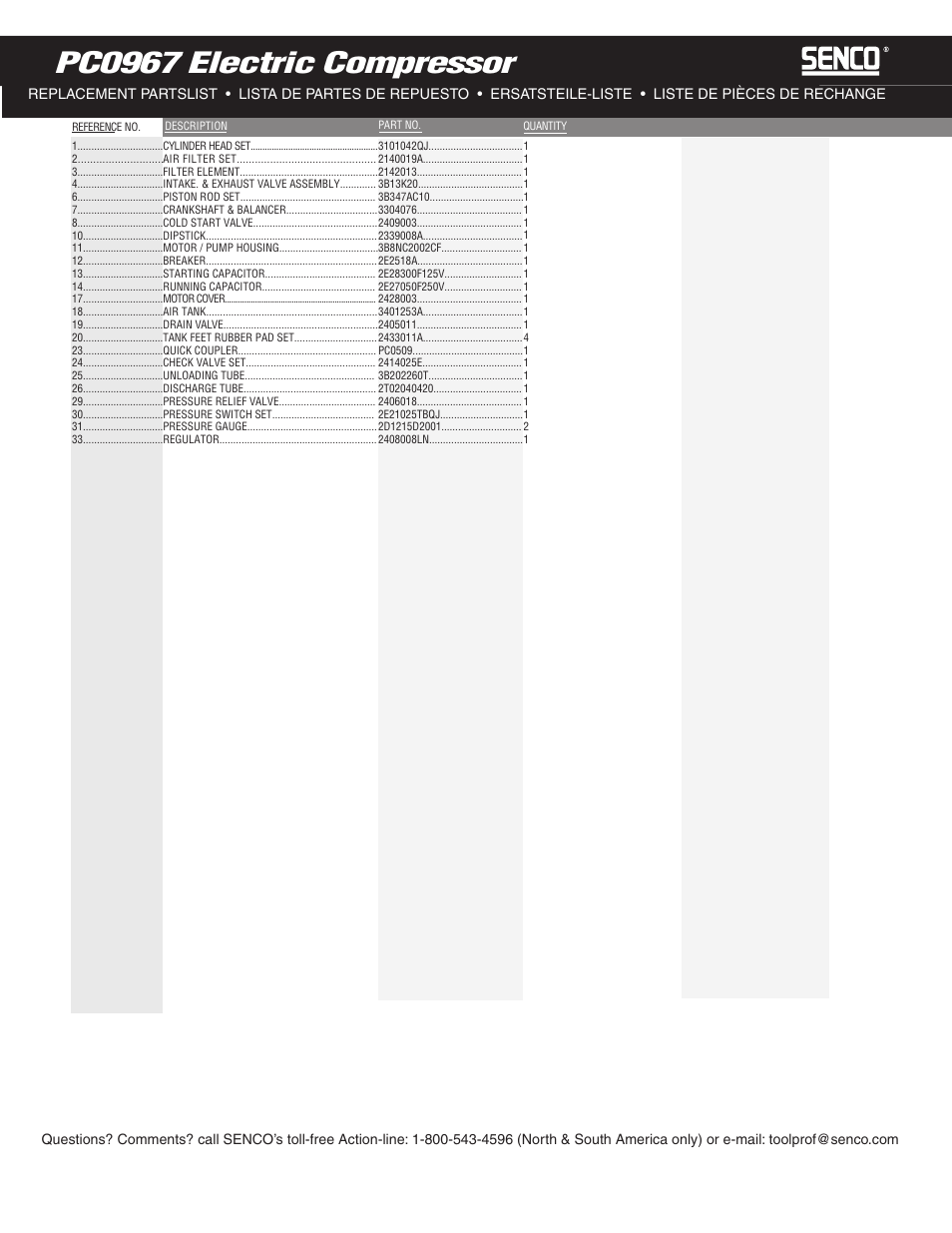Pc0967 electric compressor | Senco FramePro 602 User Manual | Page 7 / 7