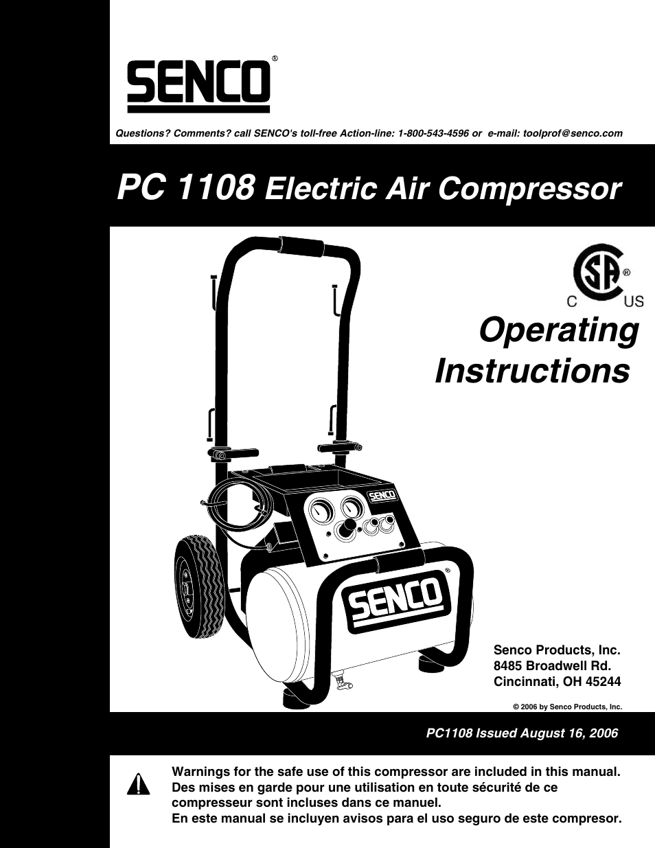 Senco WARRANTY PC1108 User Manual | 48 pages