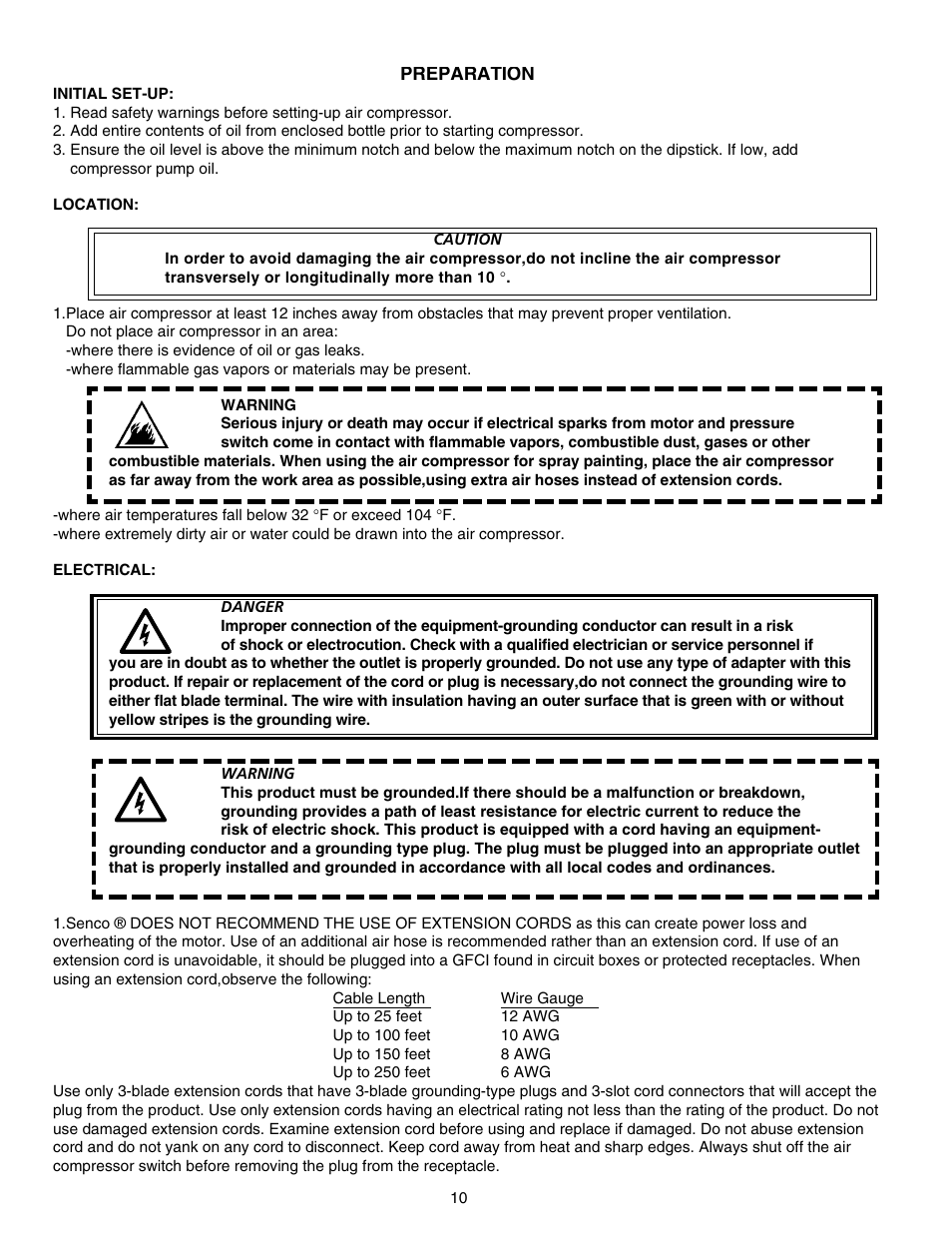 Senco WARRANTY PC1108 User Manual | Page 10 / 48