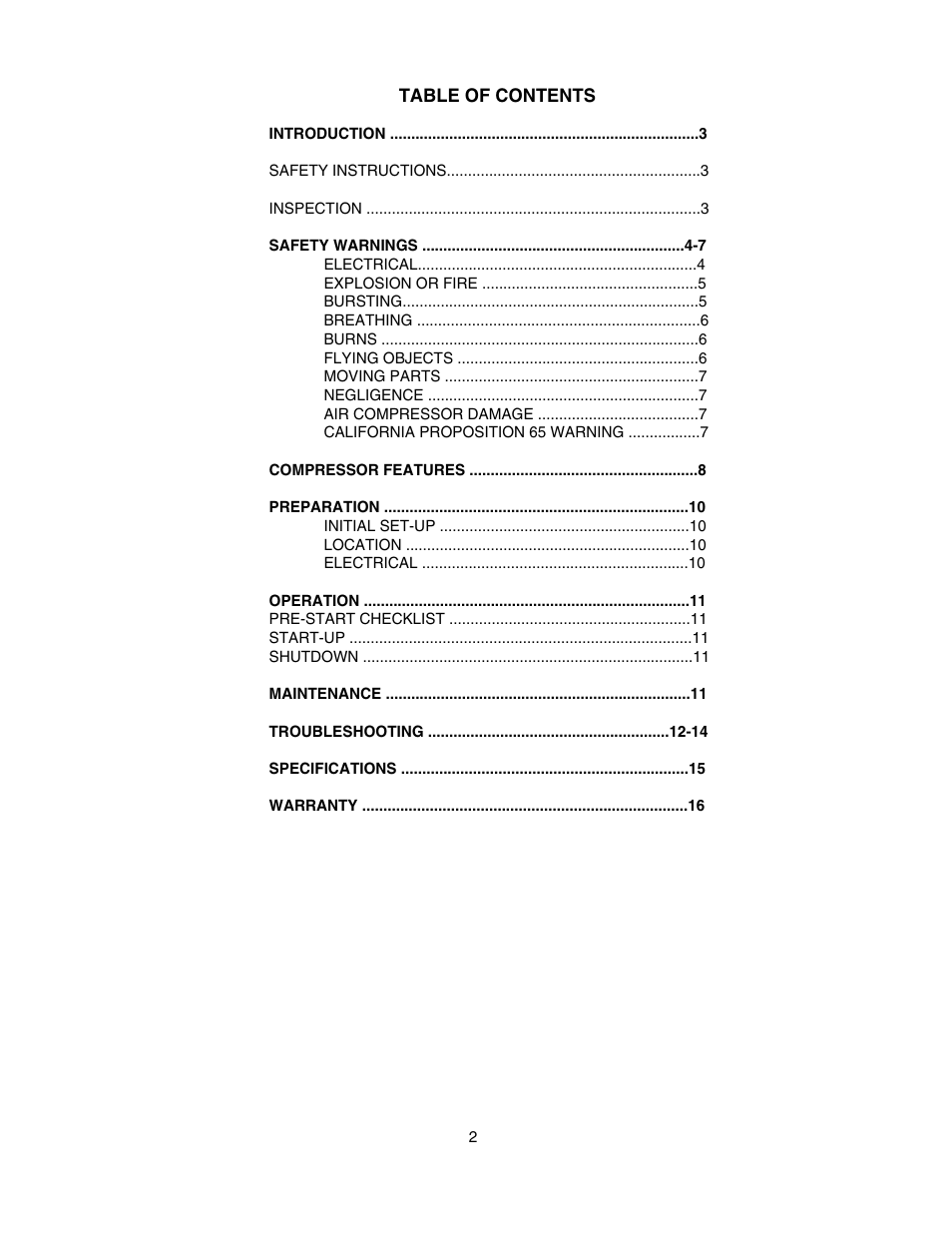 Senco WARRANTY PC1108 User Manual | Page 2 / 48