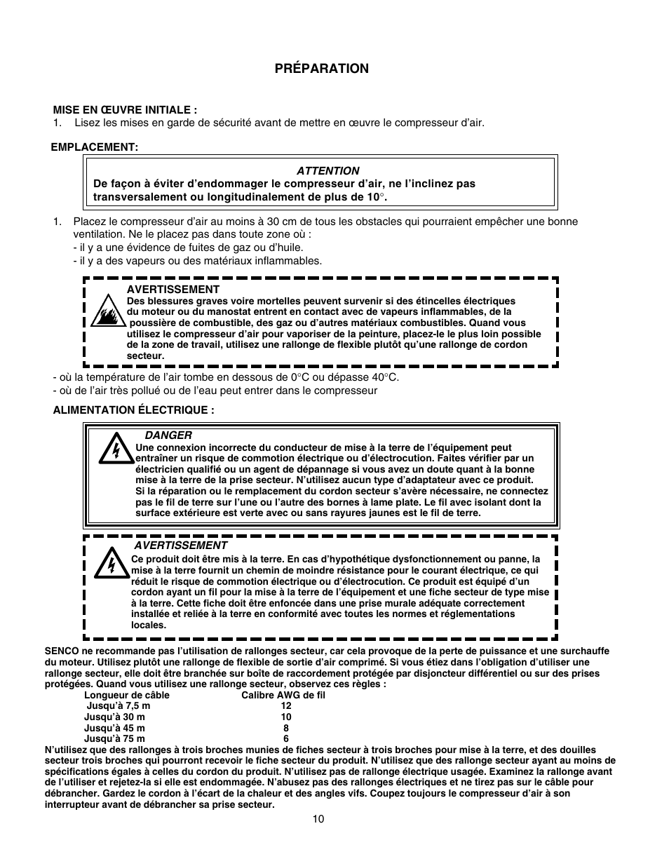 Préparation | Senco WARRANTY PC1108 User Manual | Page 26 / 48