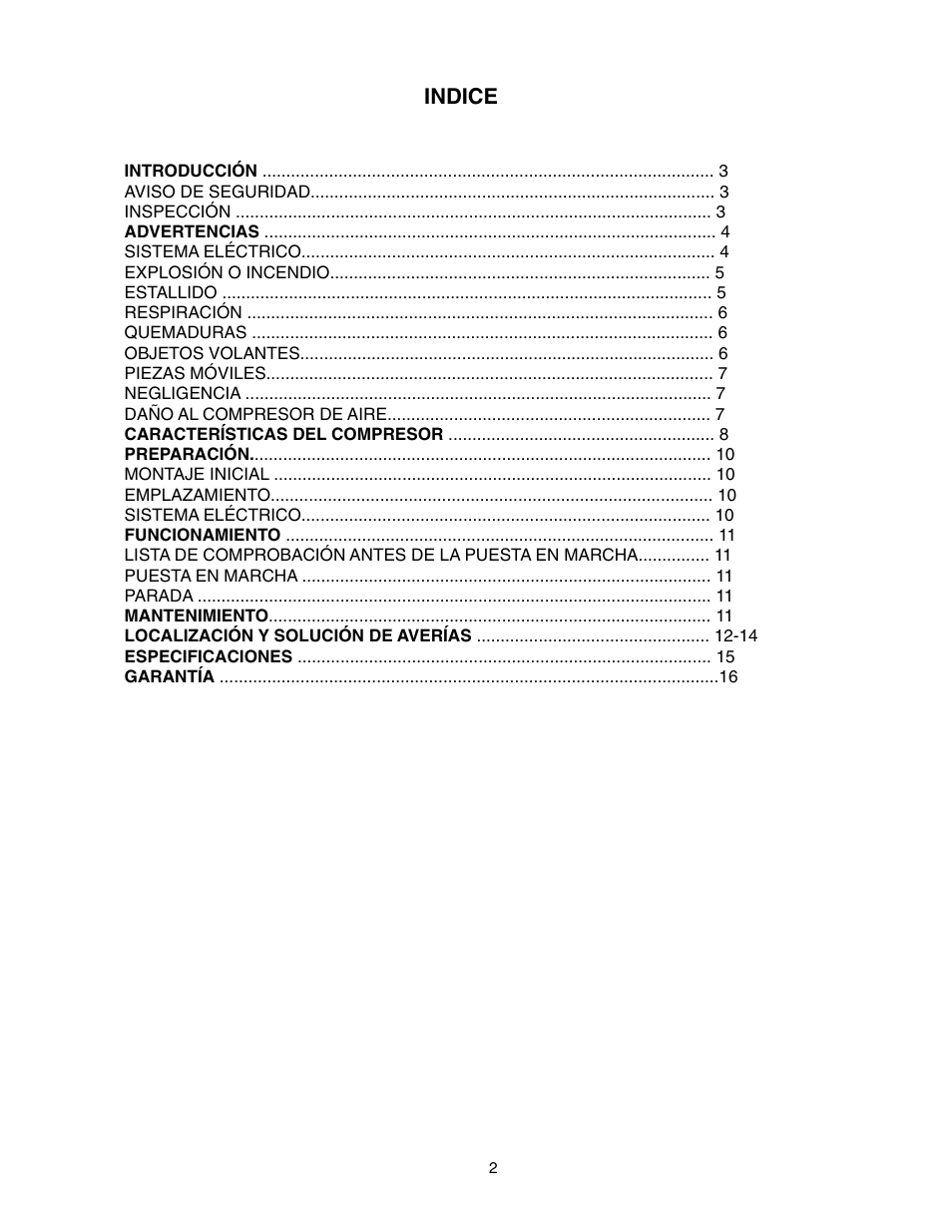 Indice | Senco WARRANTY PC1108 User Manual | Page 34 / 48