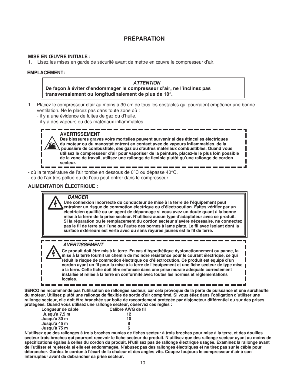 Préparation | Senco PC0968 User Manual | Page 26 / 48